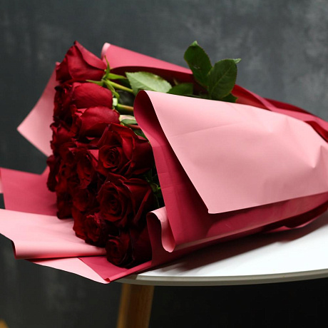 Букет из бордовых роз №160 - Фото 6