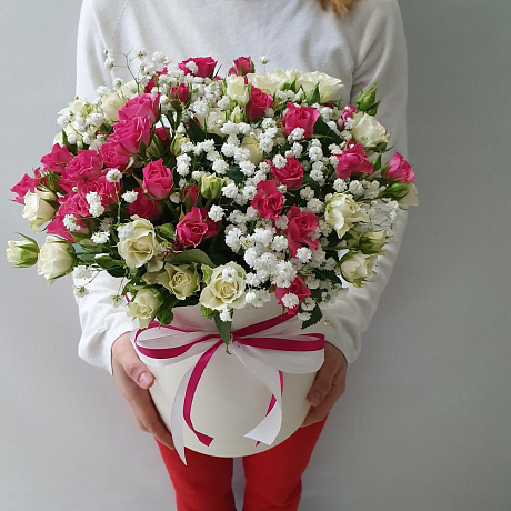 Коробка кустовых роз Нежная - Фото 4