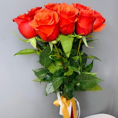 Монобукет 15 Оранжевых роз 70см - Фото 3