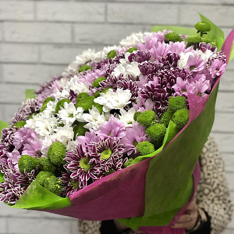 Охапка хризантем №160 - Фото 5