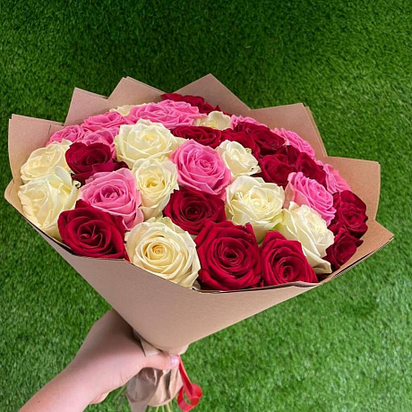Букет из 35 роз микс №160 - Фото 3