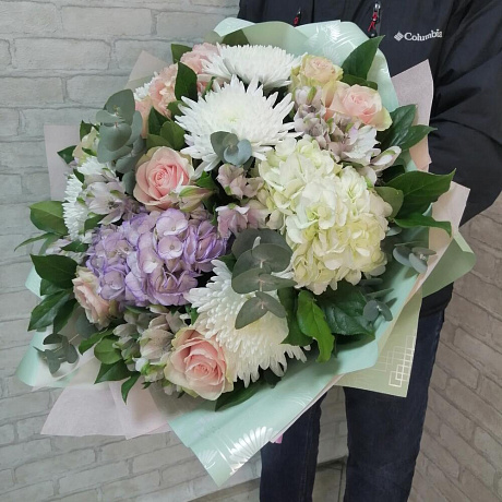 Букет макси из роз, гортензий и хризантем - Фото 3