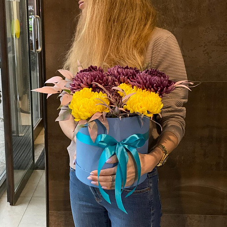 Букет цветов Бабье лето в коробке - Фото 4