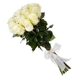 9 белых роз Эквадор премиум 80см