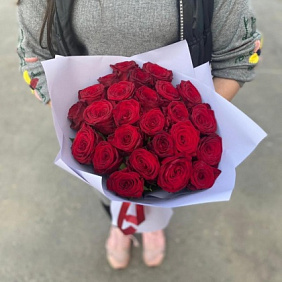 Букет из 25 красных роз Эквадор - Премиум
