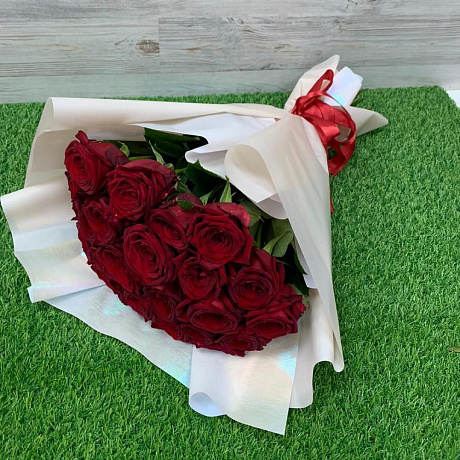 Букет из 25 красных роз (50см) №160 - Фото 2