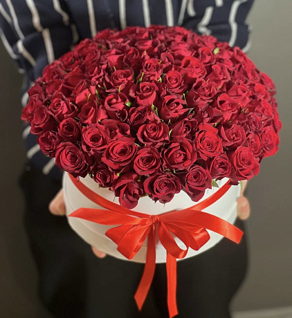 101 красная роза в коробке (Кения) - Фото 3