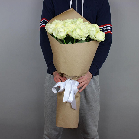 Букет Белые розы в крафте - Фото 2