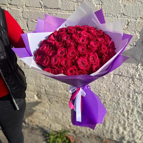 Букет из 51 розовой розы №160 - Фото 2