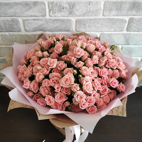 Нежный букет из кустовых роз №160 - Фото 2