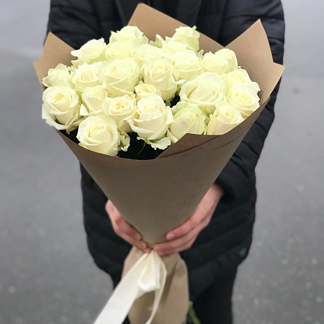 Букет из 21 белых роз - Фото 2