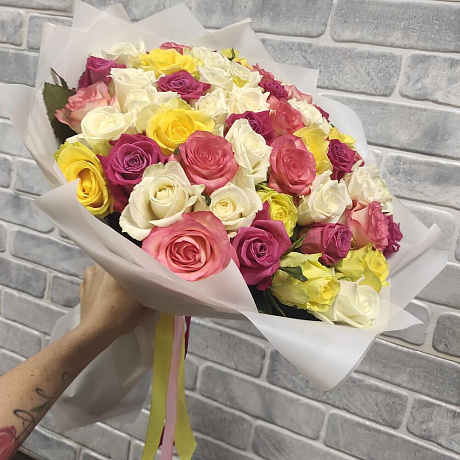 Букет из 51 розы микс №160 - Фото 2