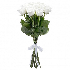 15 белых роз Премиум Эквадор 80 см