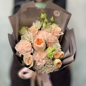 Букет «Персиковое наслаждение »с пионовидной розой Джульетта №2