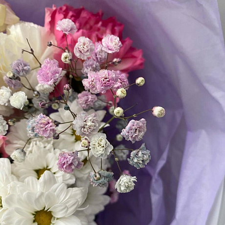 Букет с кустовой хризантемой - Фото 2