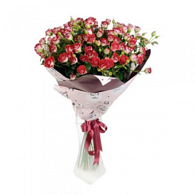Букет из 15 кустовых розовых роз №160