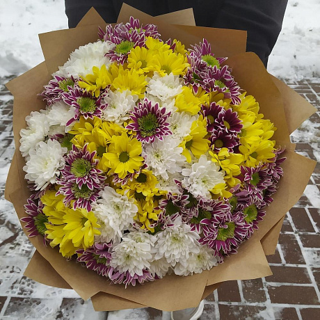 Букет из хризантем микс - Фото 3