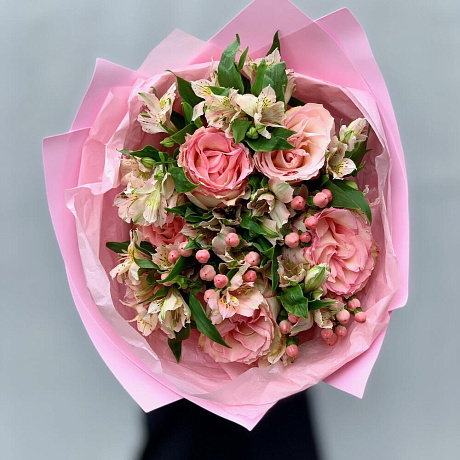 Букет цветов со вкусом S розовый - Фото 3