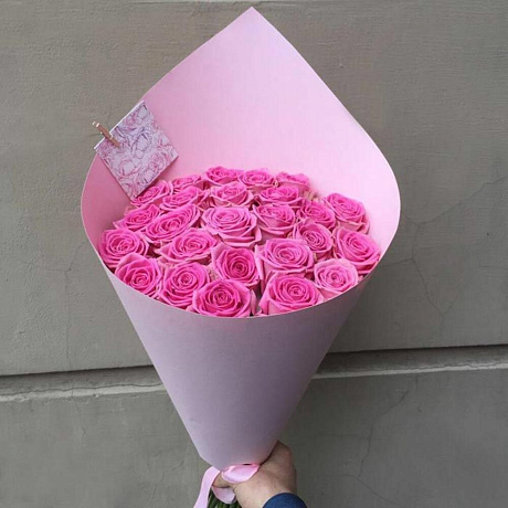 29 розовых роз в бумаге - Фото 1
