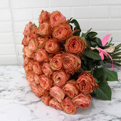 Букет из 51 пионовидной розы №161 - Фото 1