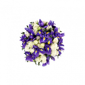 Букет невесты из ирисов и кустовых роз