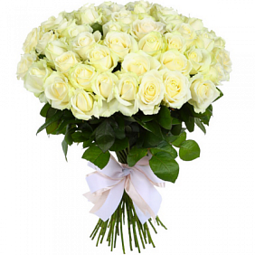 51 белая элитная высокая роза
