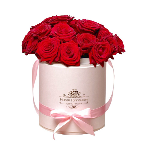 25 красных роз в розовой шляпной коробке №8 - Фото 1