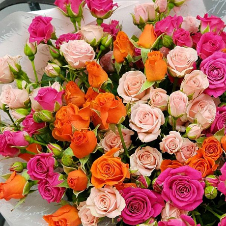 101 разноцветная кустовая роза 60см - Фото 1