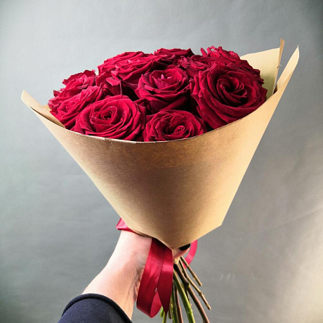 Моно букет из алых роз - Фото 1