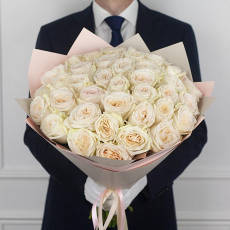Букет из 35 ароматной эквадорской розы White O Hara - Фото 1