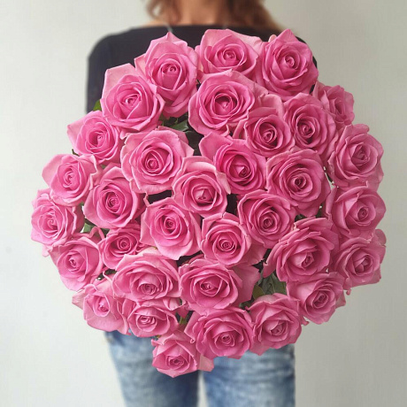 БУКЕТ ИЗ 31 РОЗОВЫХ РОЗ - Фото 1