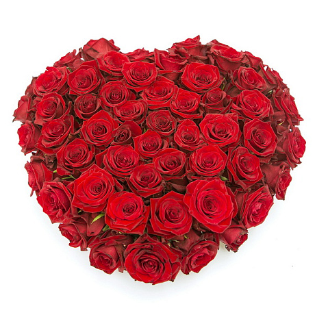 Сердце из 101 красной розы Страстный поцелуй - Фото 1