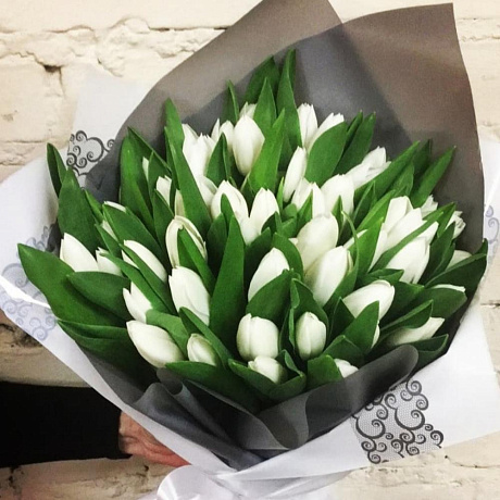 Букет из белых тюльпанов №162 - Фото 1