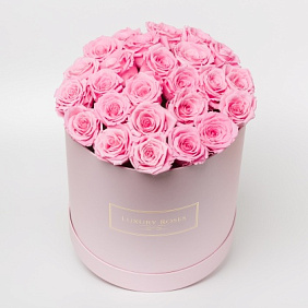 15 розовых роз в маленькой розовой коробке №613