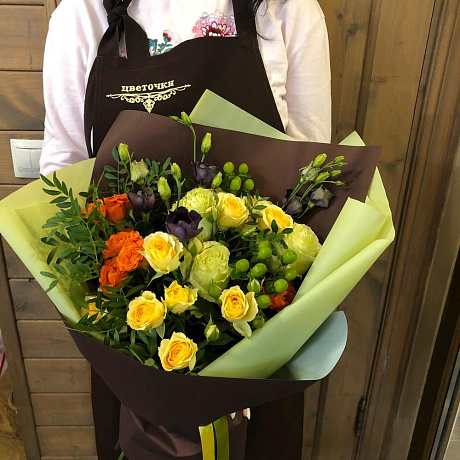 Большой красивый букет цветов осенние настроение - Фото 1