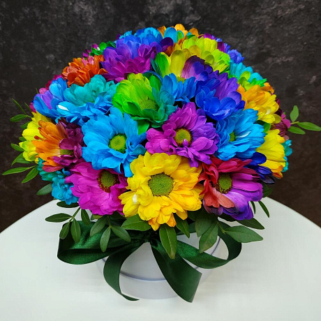 Букет цветов Chrysanthemus Rainbow Box - Фото 1