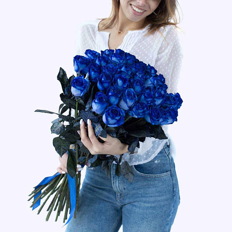 Букет из синих роз №161 - Фото 1