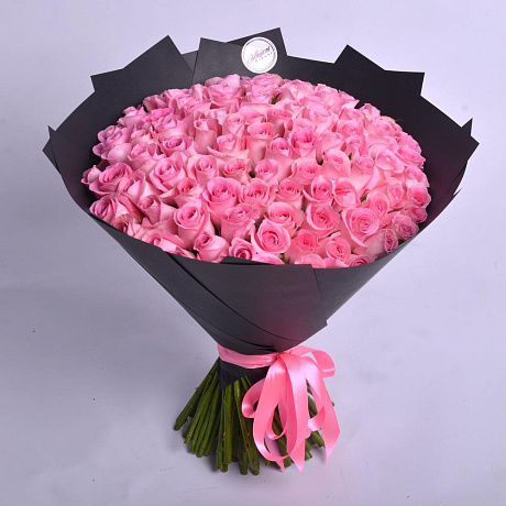 Букет 101 розовая роза №161 - Фото 1