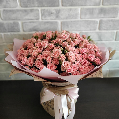 Нежный букет из кустовых роз №160 - Фото 1