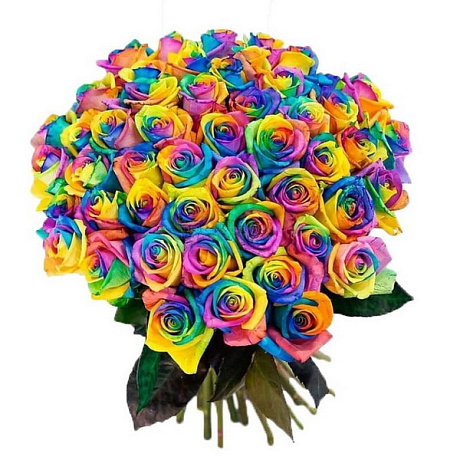 Букет из 51 радужной розы 70 - Фото 1