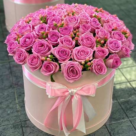 Цветы в коробке (Роза аква - 51 шт) - Фото 1