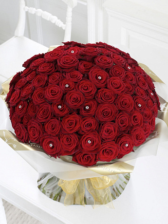 Букет из 101 красной роз «Комплимент» - Фото 1