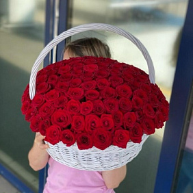 Корзина из 101 роза №163