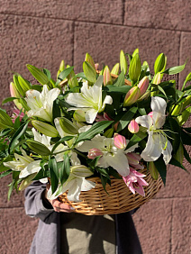 25 лилий в корзине