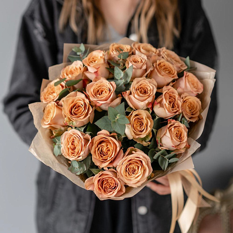 Розы Капучино 25 штук - Фото 1
