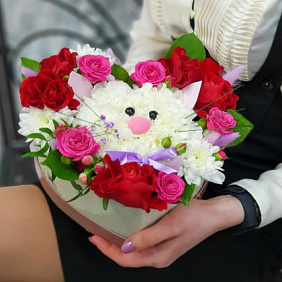Композиция цветов "Котенок" в коробке №160