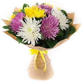 Букет одноголовых хризантем "Осенний вальс"