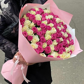 101 роза 70 см Счастье