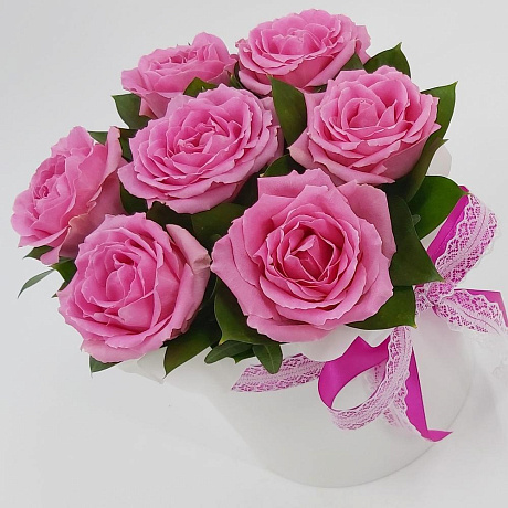 Розовые розы в жемчужной коробке №161 - Фото 1