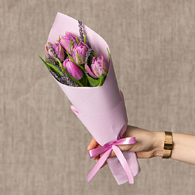 Букет 5 розовых тюльпанов